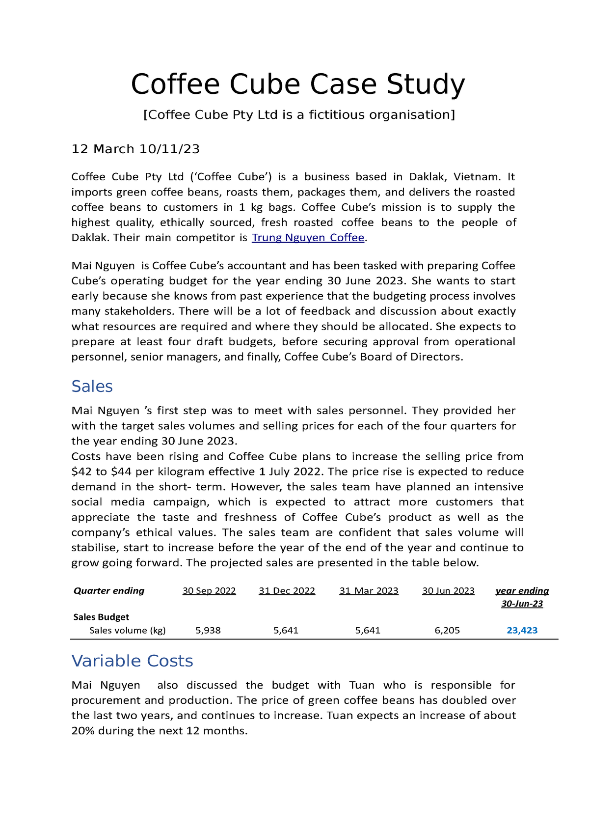 coffee 2016 case study solution