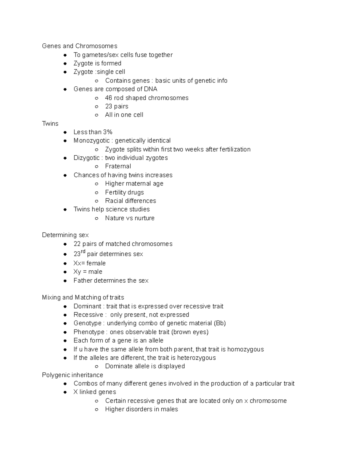 Dev Psych Ch. 2 University of Florida Genes and Chromosomes To