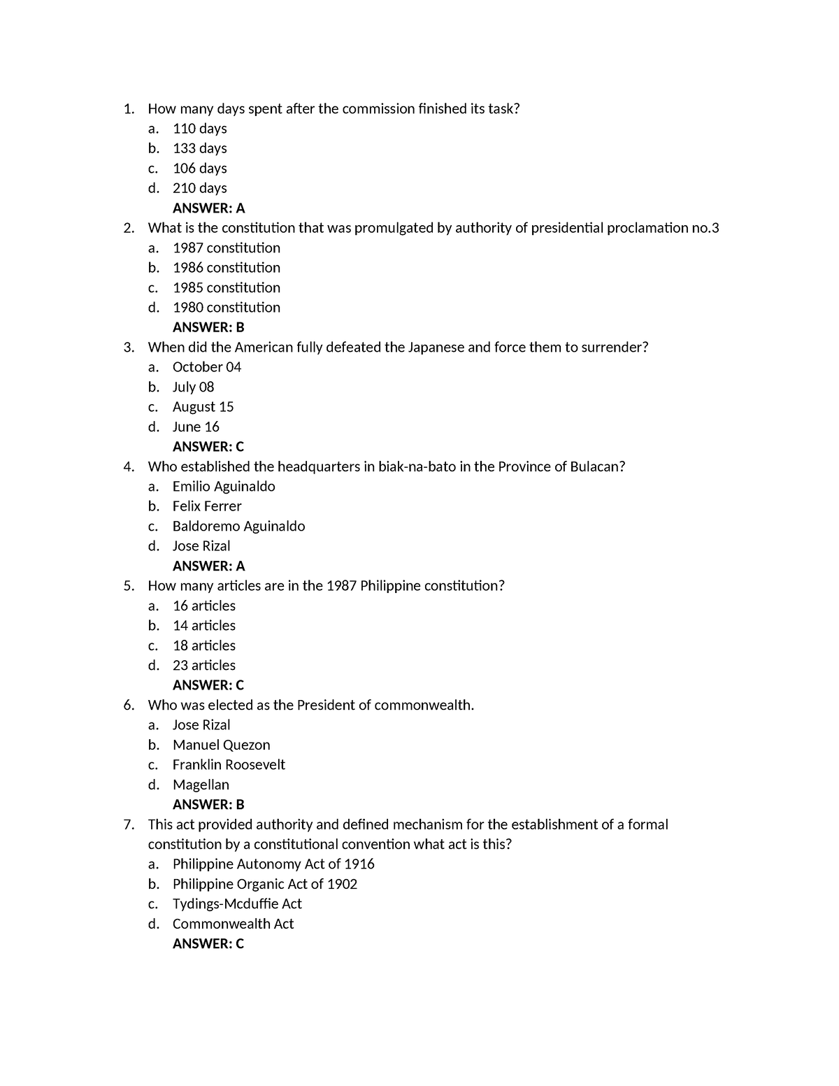 Reading IN History Questionaire - How many days spent after the ...