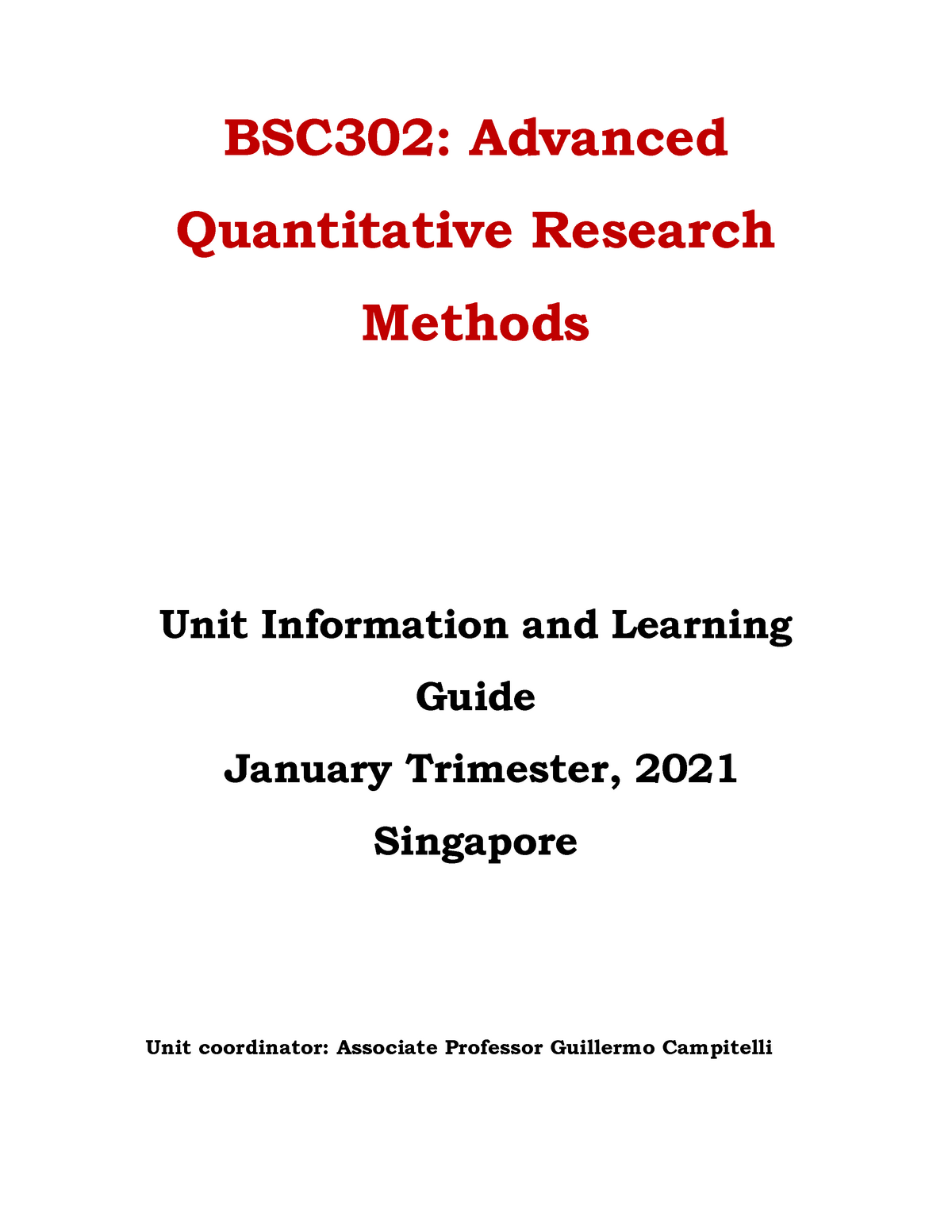 advanced quantitative research methods syllabus