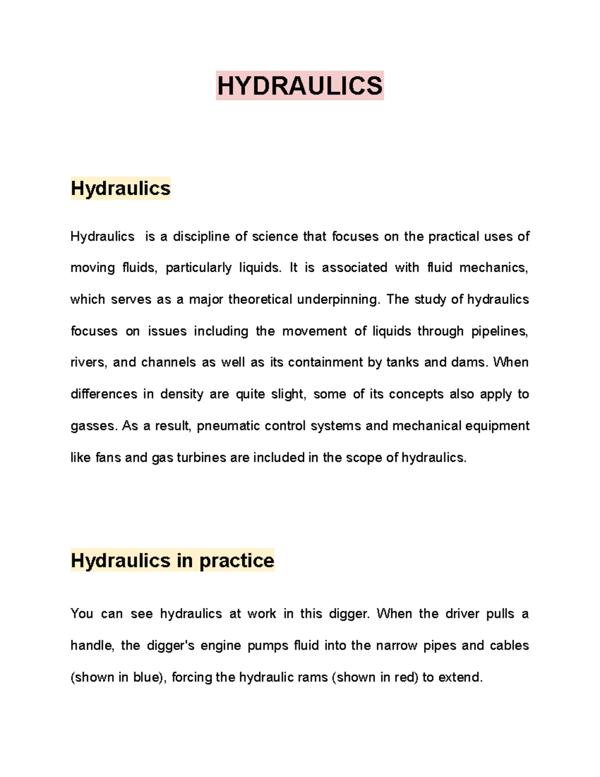 HYDRAULICS REVIEWER HYDRAULICS Hydraulics Hydraulics is a discipline