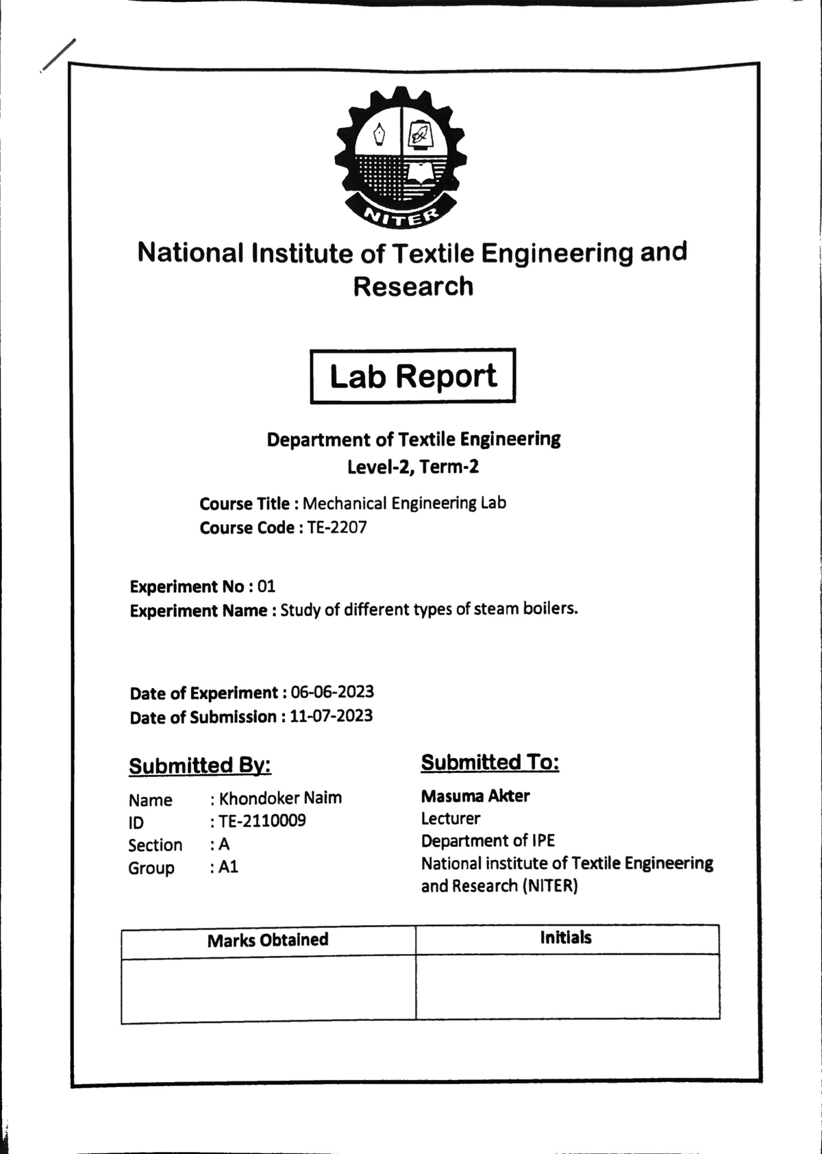 Mechanical Lab Report 1 - Mechanics Of Solids - Studocu