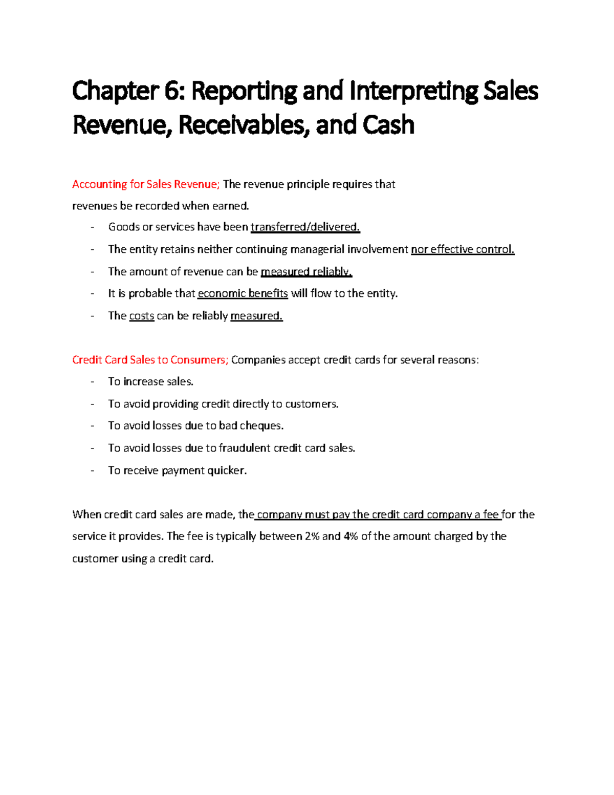 Chapter 6 - NOTES - Chapter 6: Reporting and Interpreting Sales Revenue ...