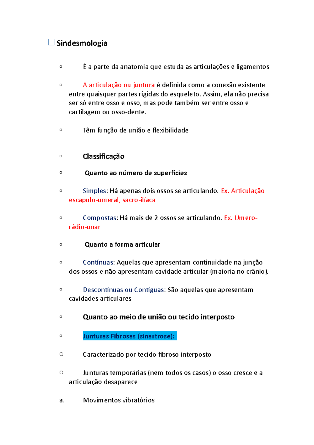 Osteologia e sindesmologia