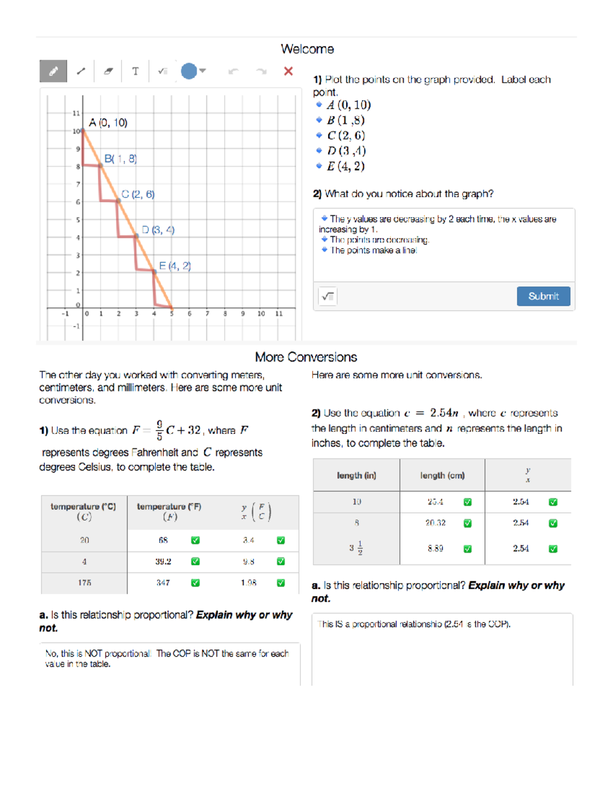 3 1 Notes - Welcome X 1) Plot the points on the graph provided. Label ...