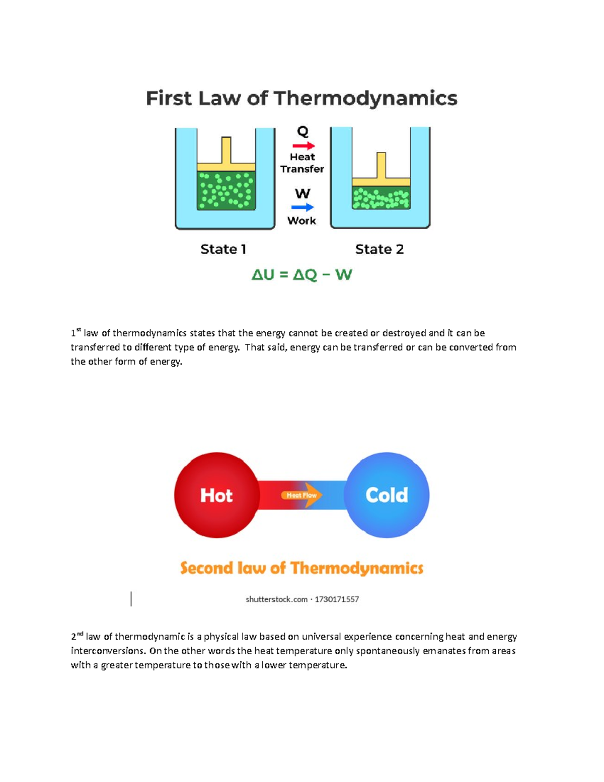 Thermo - Assignment - 1 St Law Of Thermodynamics States That The Energy ...