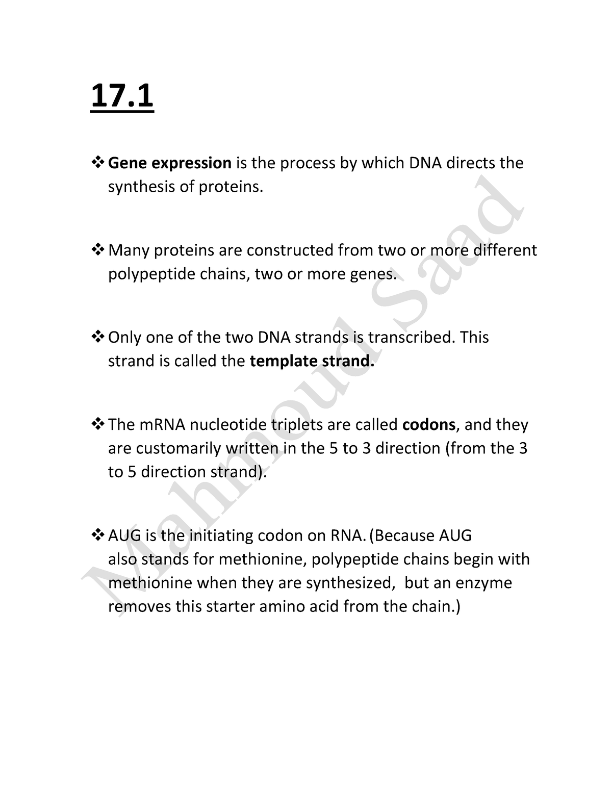 Chapter 17 Campbell Biology - 17. Gene Expression Is The Process By ...