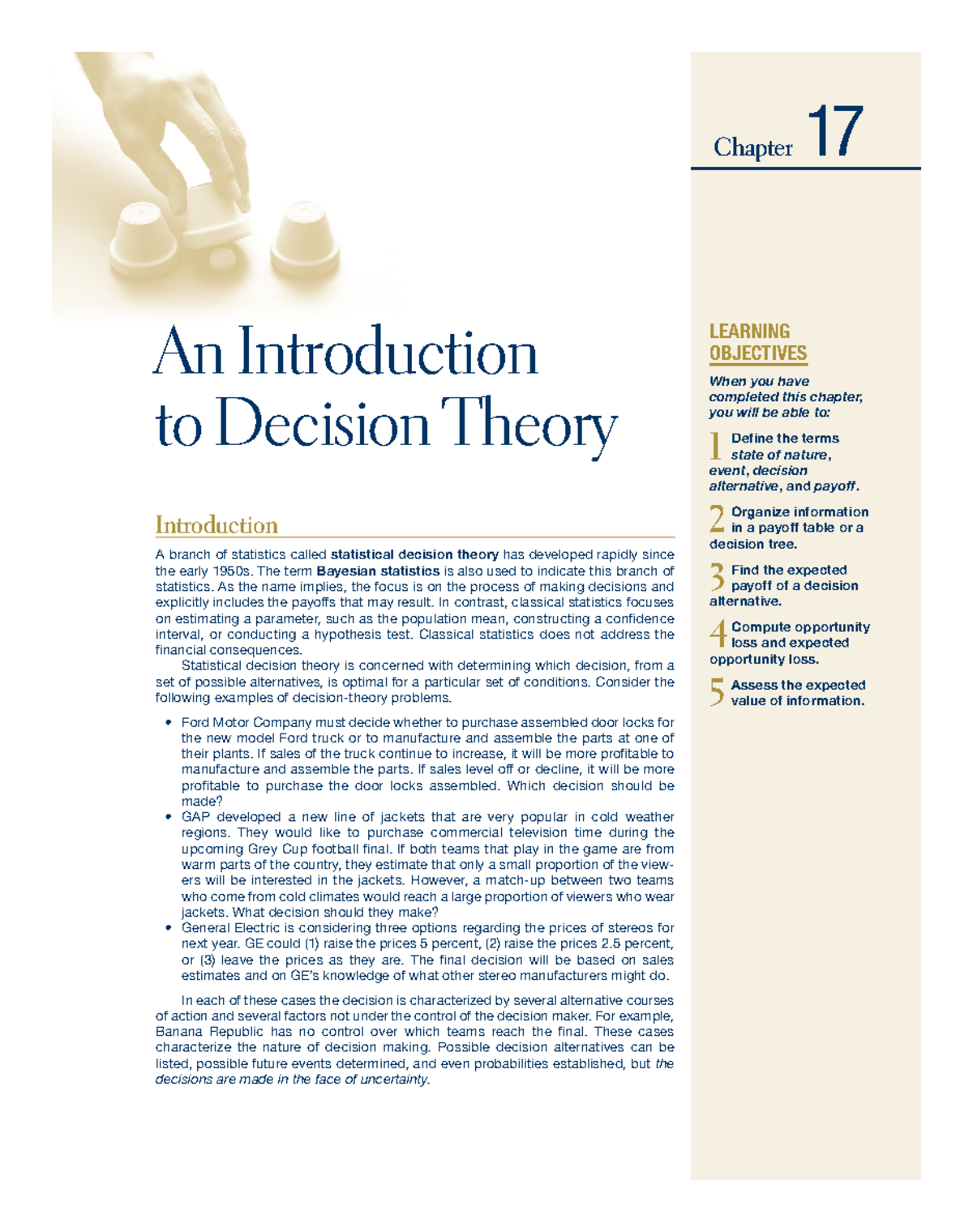 Lind51640 Ch17 Hand Out - An Introduction To Decision Theory ...