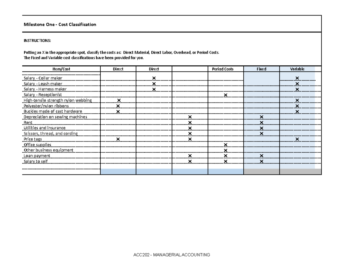 ACC 202 Project Workbook Completed Milestone One Cost