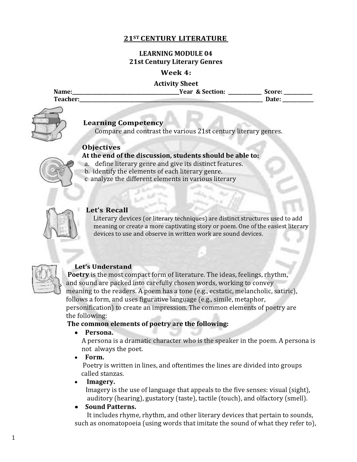 21ST- Module-4 - Module 4 Of Literature - 21 ST CENTURY LITERATURE ...