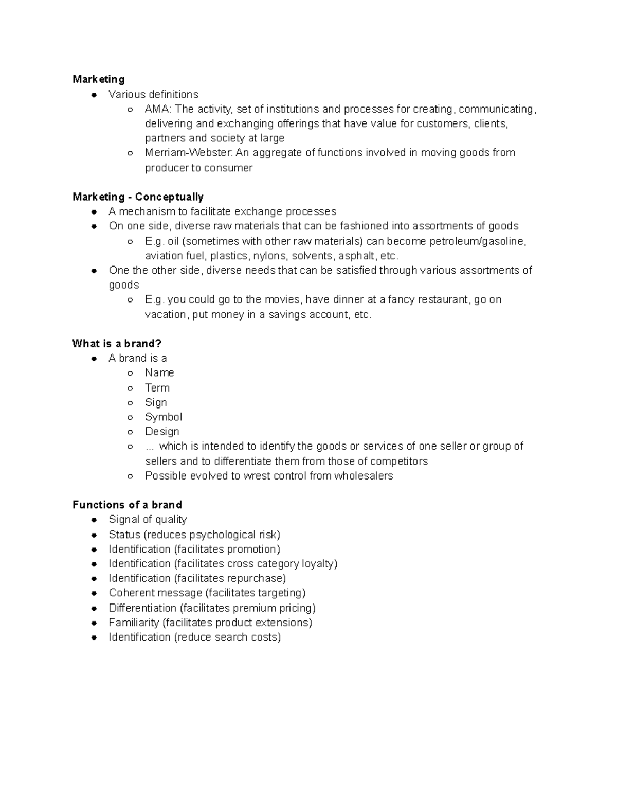 Strategic brand positioning notes - Marketing Various definitions AMA ...