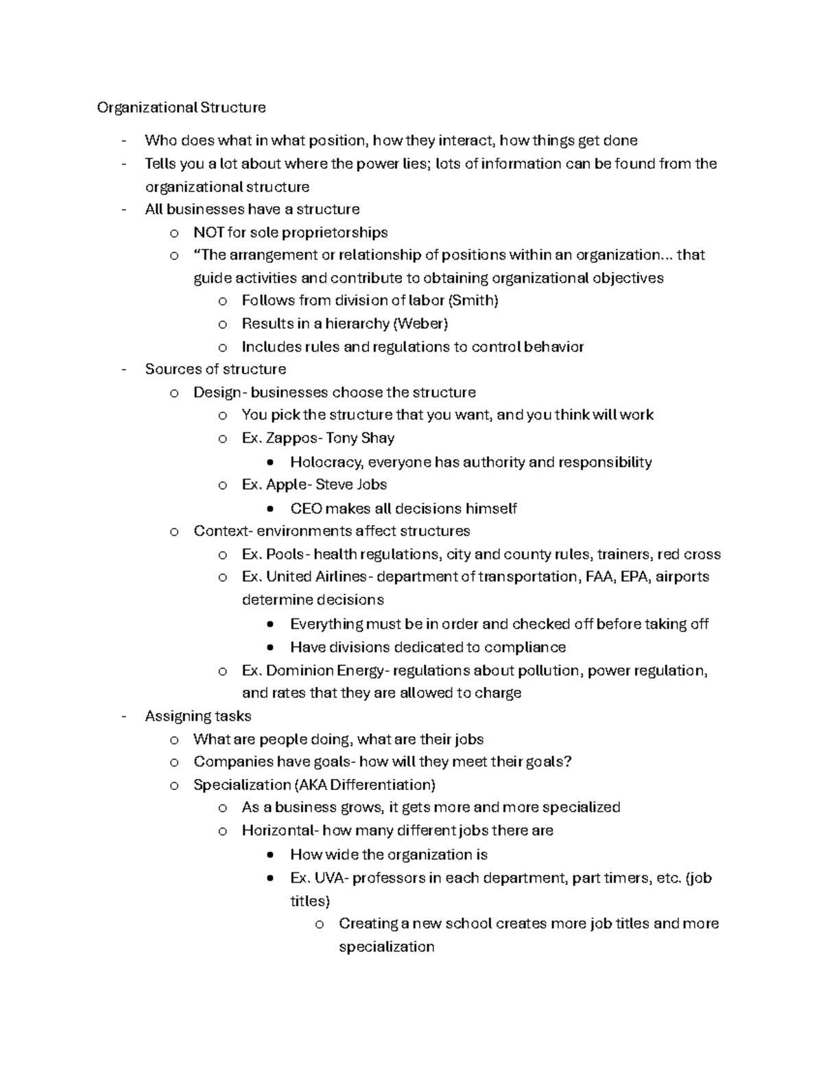 COMM Exam 2 - COMM Exam 2 Notes - Organizational Structure - Who does ...