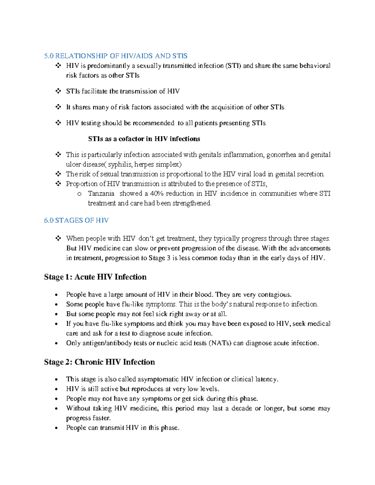 Lesson 2 - 1.1 - 5 RELATIONSHIP OF HIV/AIDS AND STIS HIV Is ...