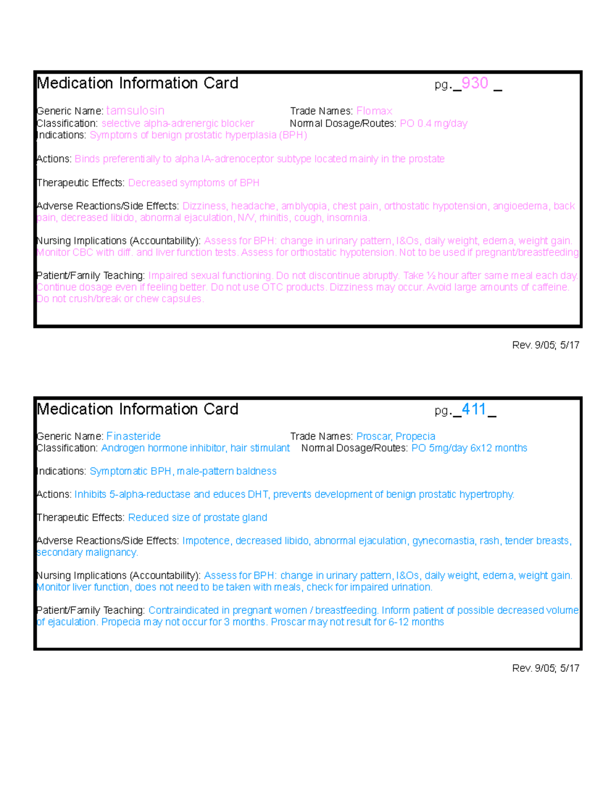 Medcards - Medication cards - Medication Information Card pg._ 930 ...