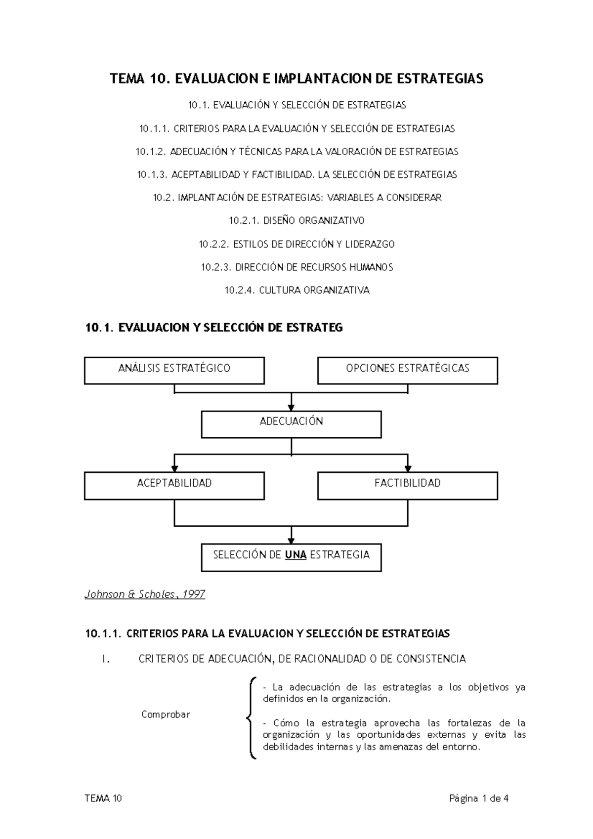 TEMA 10 - Tema 10 Dirección Estratégica - TEMA 10. EVALUACION E ...