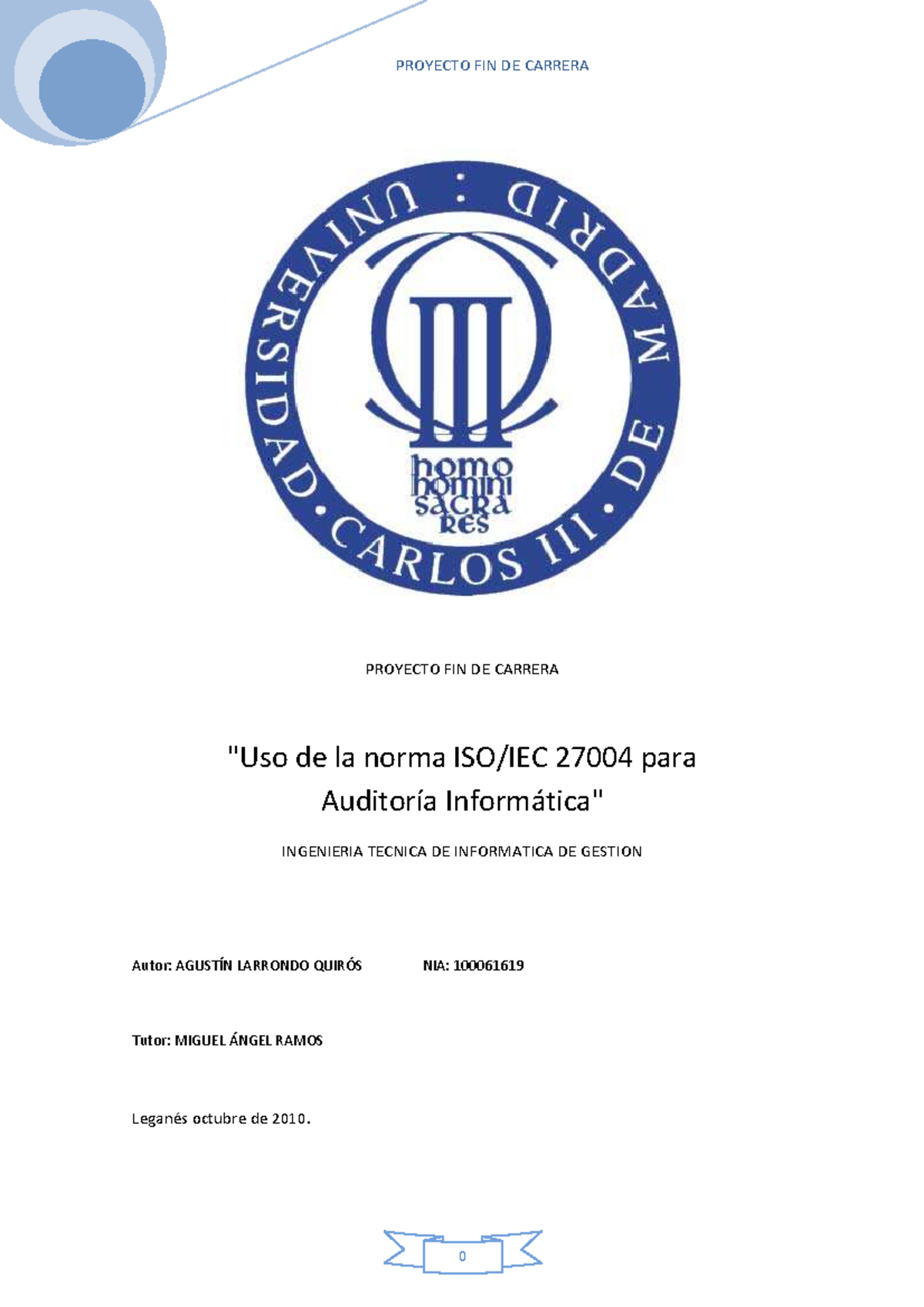 Uso de la norma ISO IEC 27004 para Audi - PROYECTO FIN DE CARRERA 