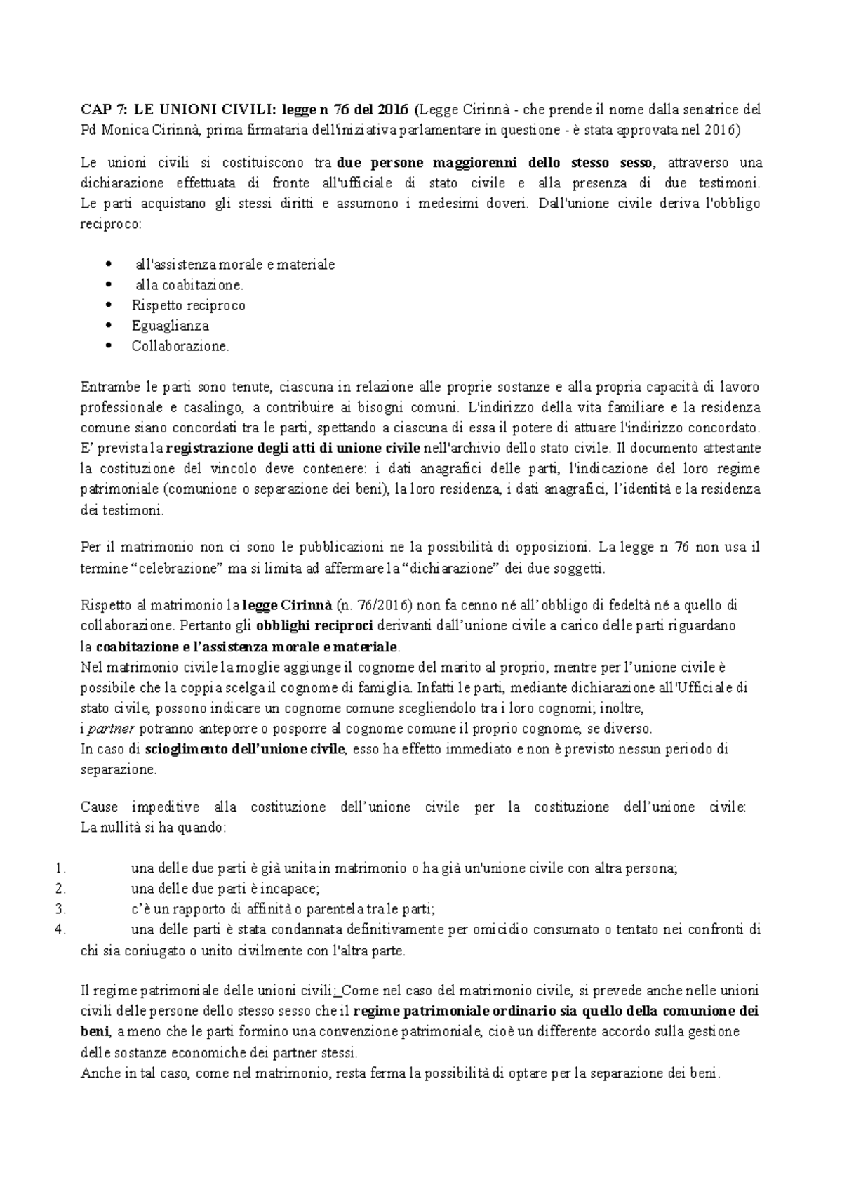 CAP 11 diritto di famiglia UNIONI CIVILI CAP 7 LE UNIONI CIVILI