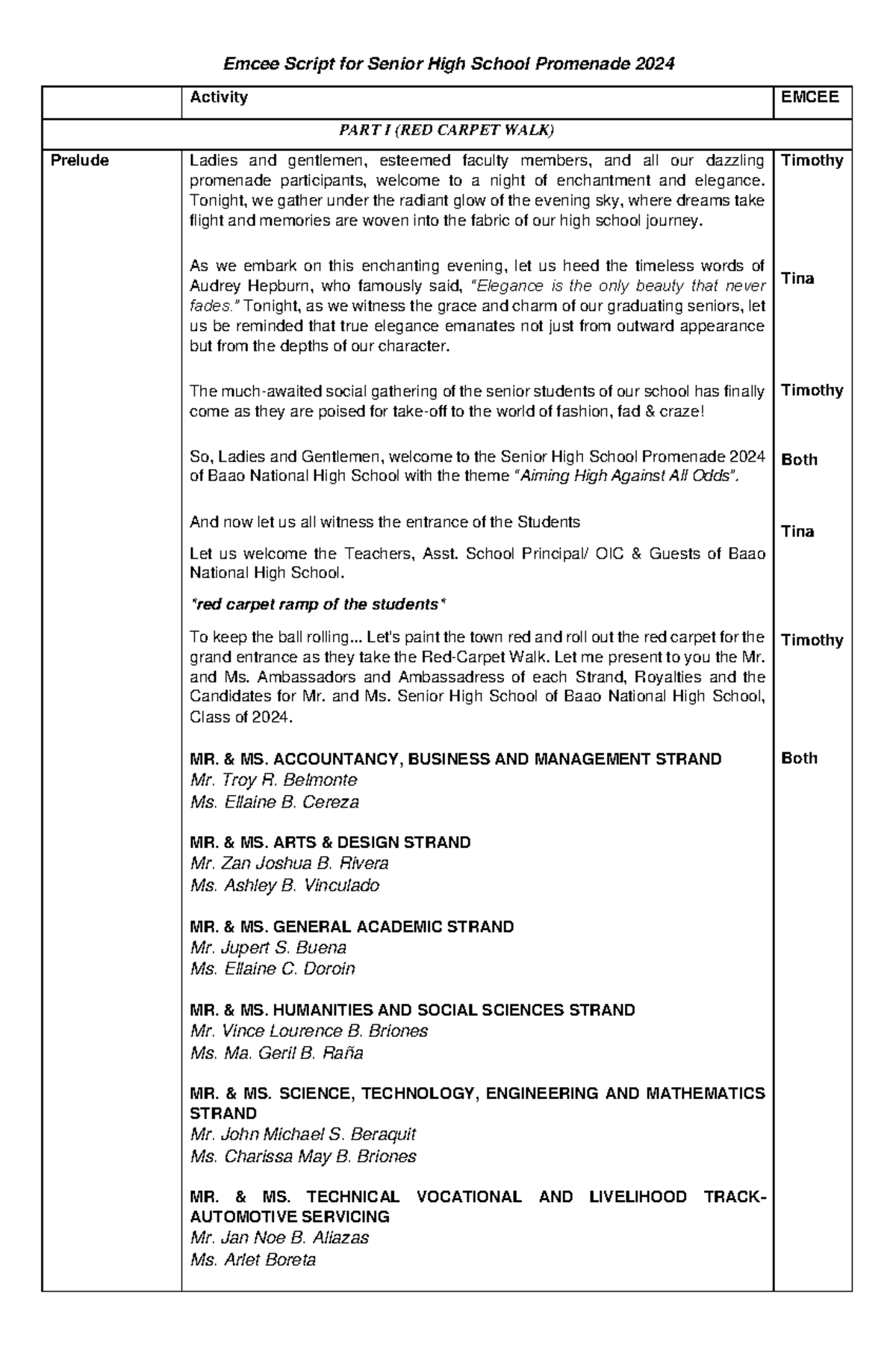 Emcee Script- SHS Promenade-2024 - Emcee Script for Senior High School ...