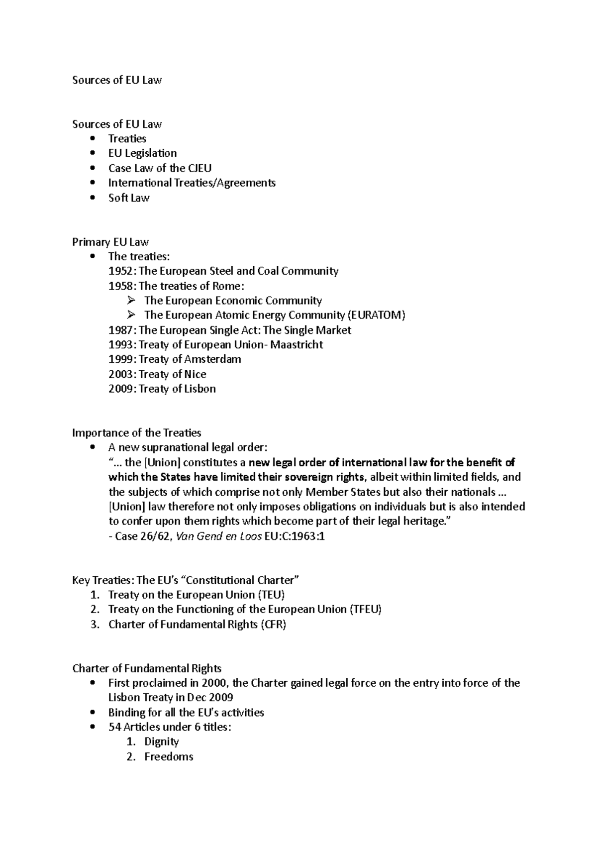 Sources of EU Law - Lecture notes 1 - Sources of EU Law Sources of EU ...