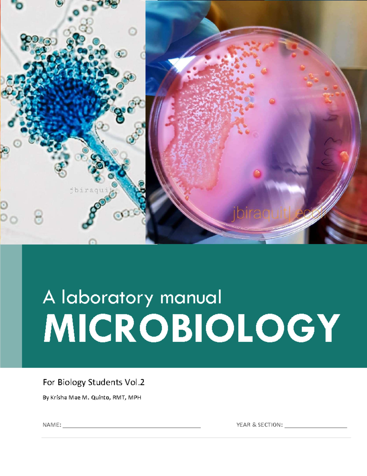 Vol 2 Microbiology Lab manual for biology students - A laboratory ...