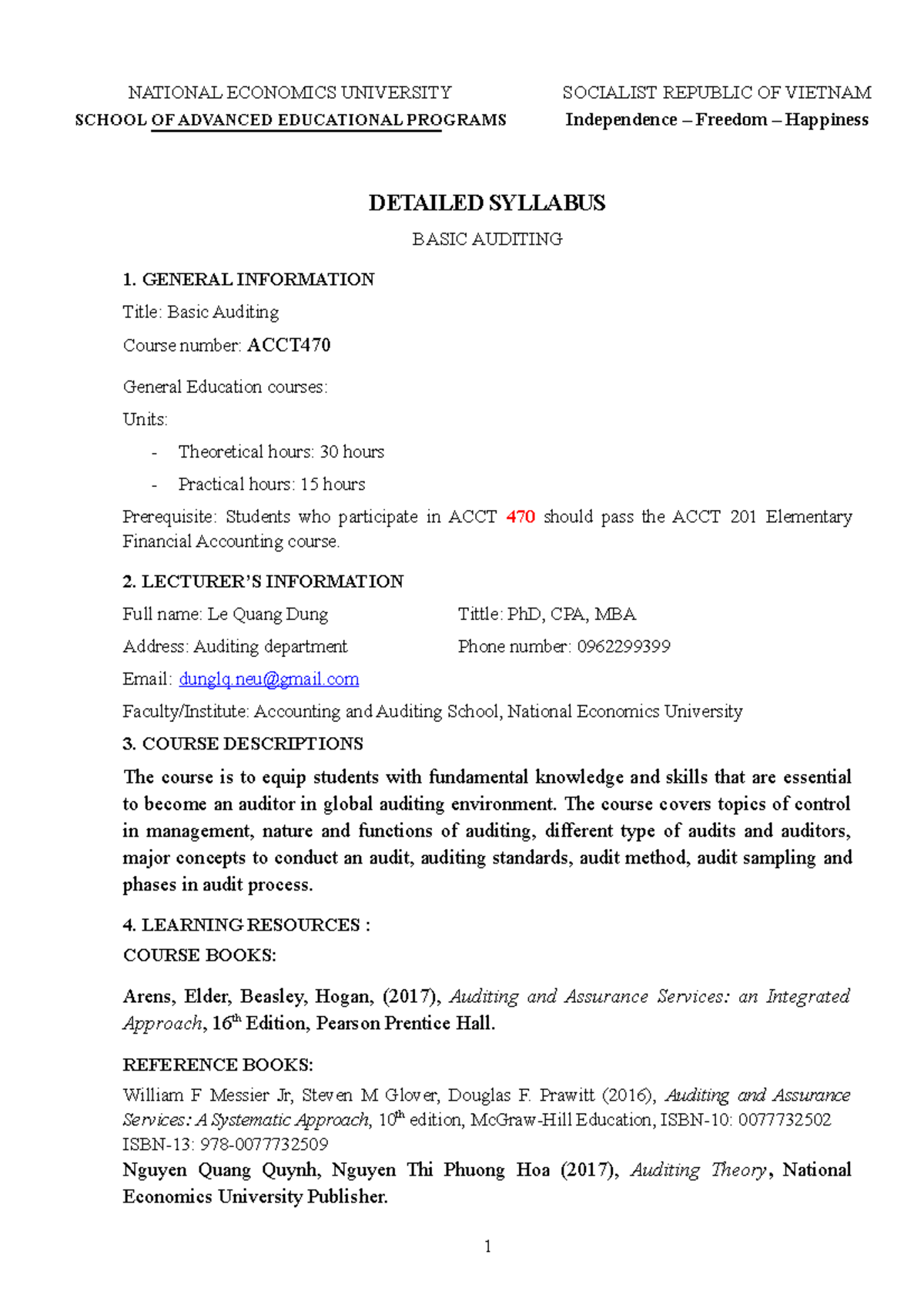 Basic auditing Syllabus NEU 2021-2022 - NEU - Studocu