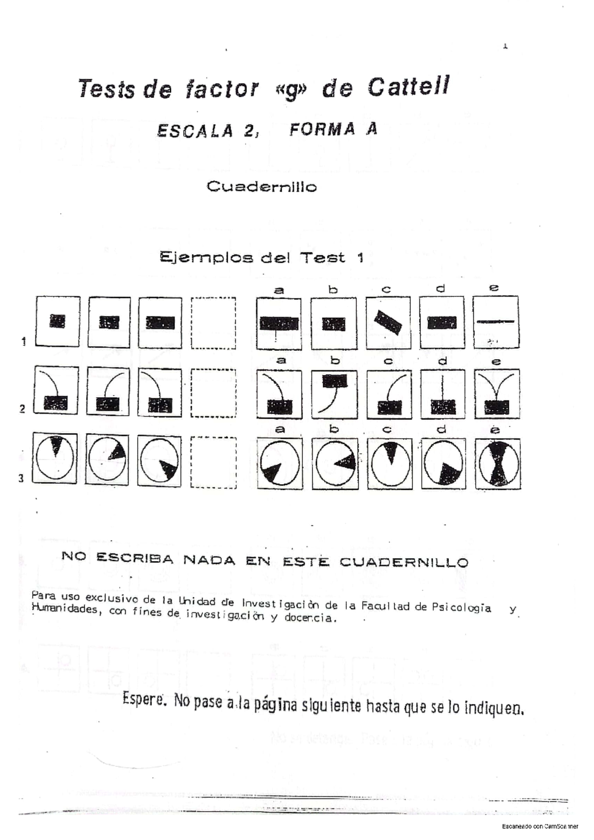 Cuadernillo Cattell - Escala 2 - Diagnóstico educacional y vocacional ...