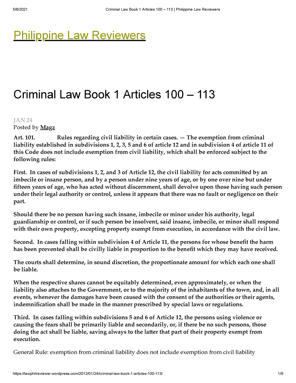 criminal law book 1 essay