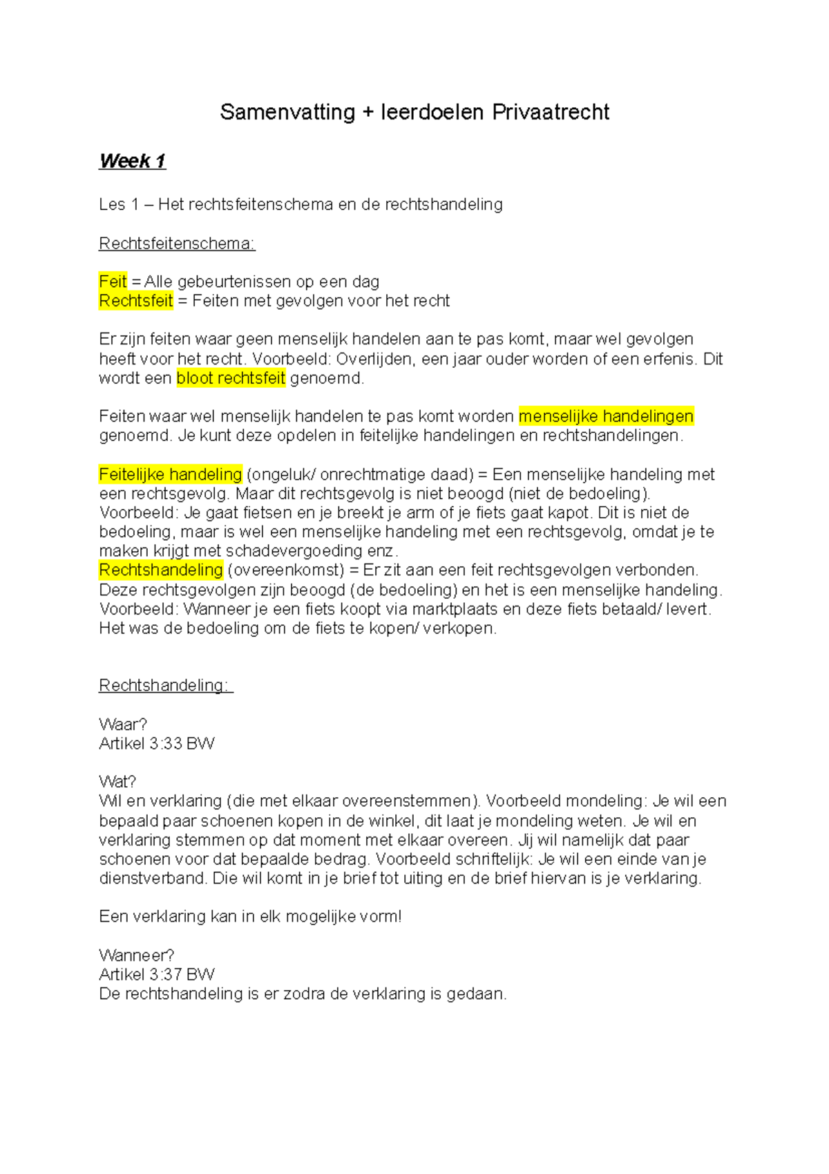 Samenvatting + Leerdoelen - Samenvatting + Leerdoelen Privaatrecht Week ...