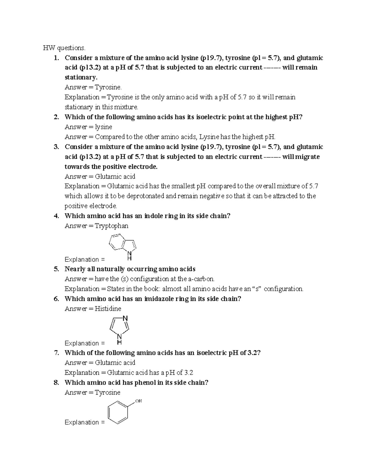 biochemistry homework examples