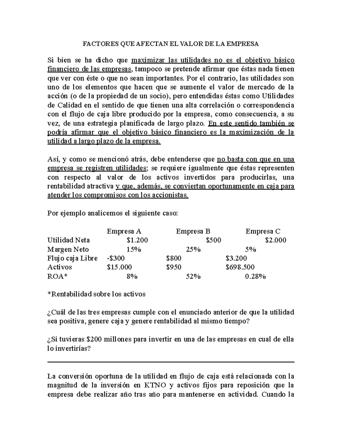Factores QUE Afectan EL Valor DE LA Empresa - FACTORES QUE AFECTAN EL ...