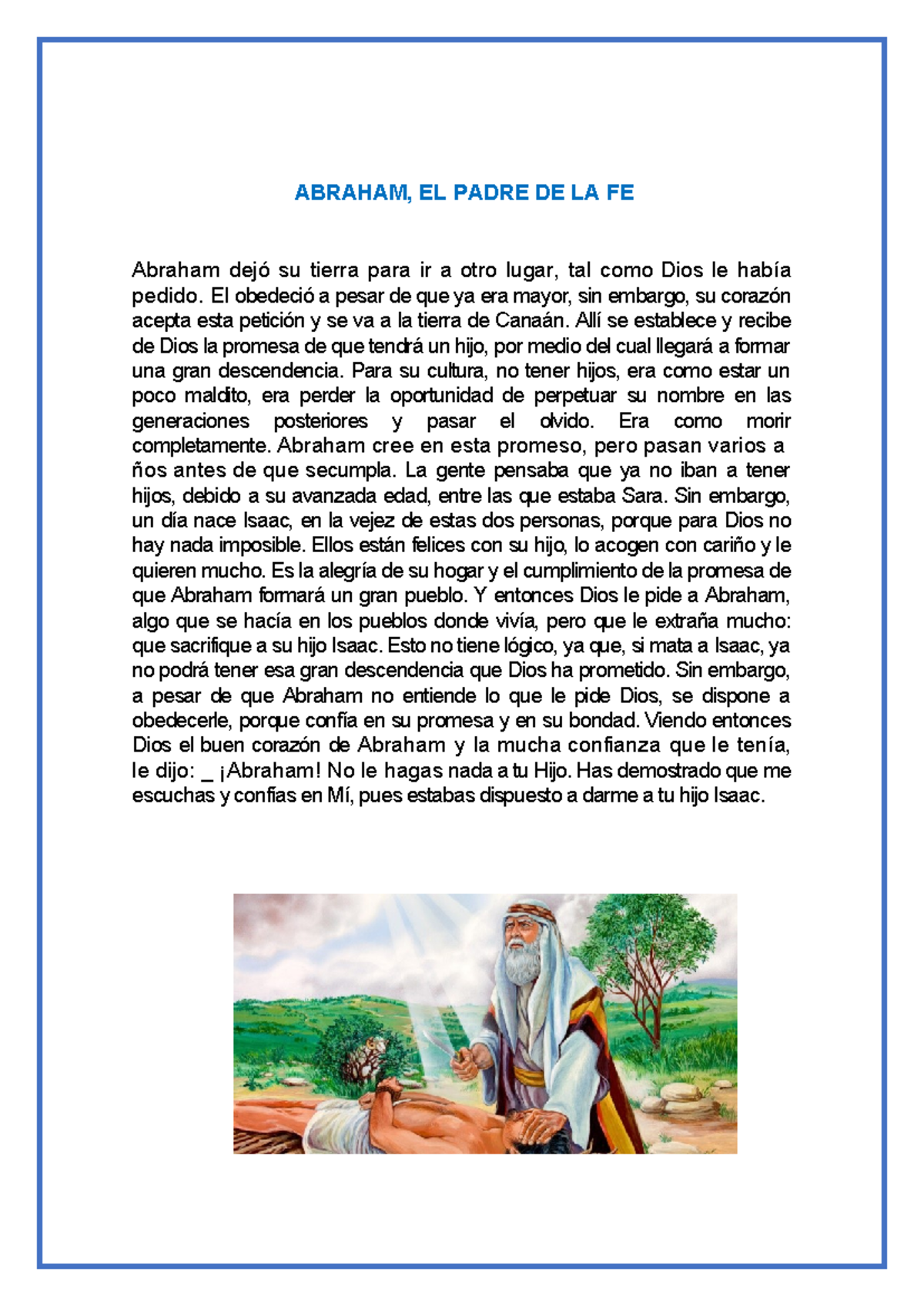 Ficha DE Abraham - ABRAHAM, EL PADRE DE LA FE RELIG Abraham dejó su ...
