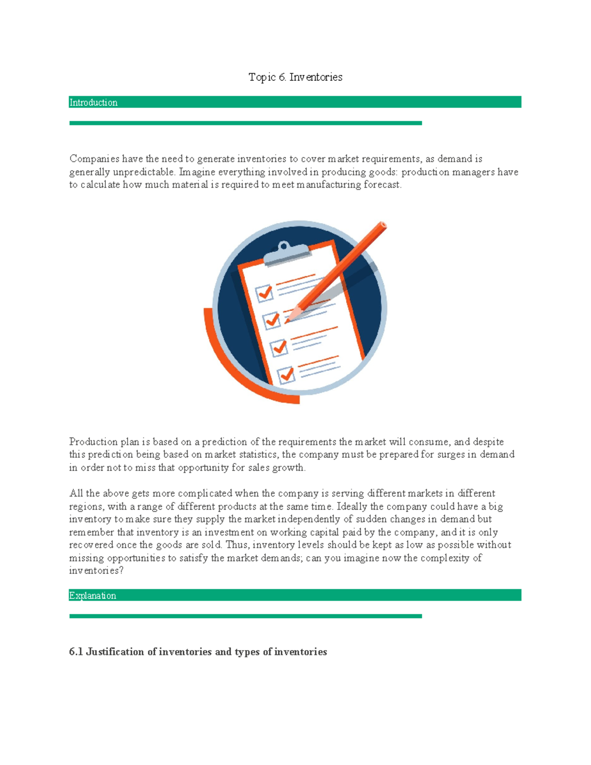 Topic 6 - Inglés - Topic 6. Inventories Introduction Companies have the ...