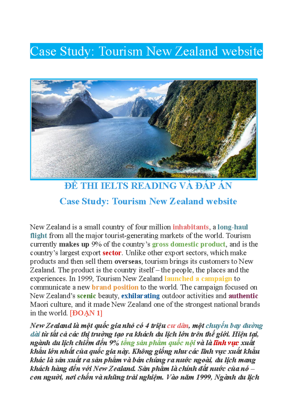 answers of case study tourism new zealand website