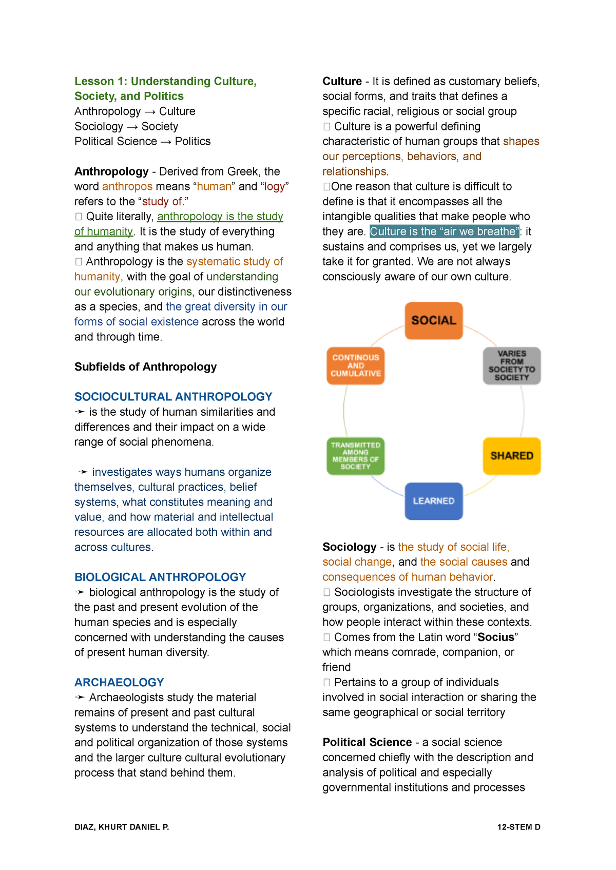 UCSP - A reviewer from the powerpoints given by the teacher - Lesson 1 ...