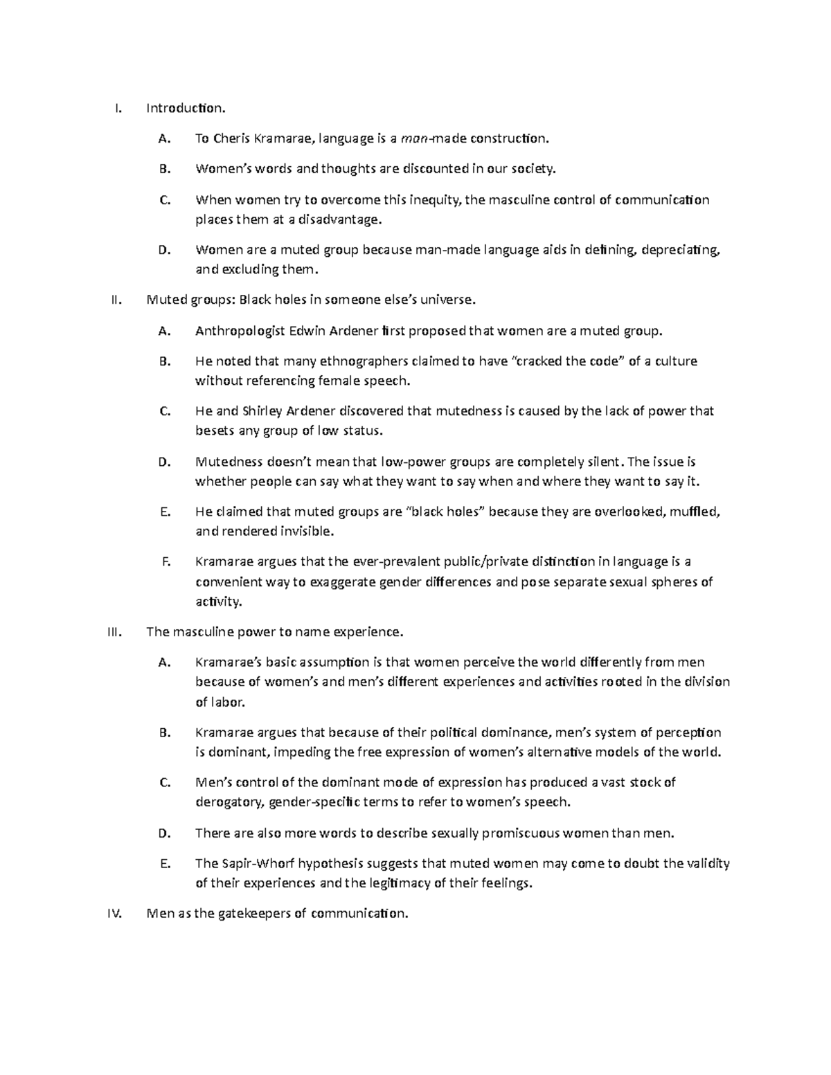 Muted Group Theory - Notes - I. II. IV. Introduction. A. To Cheris ...