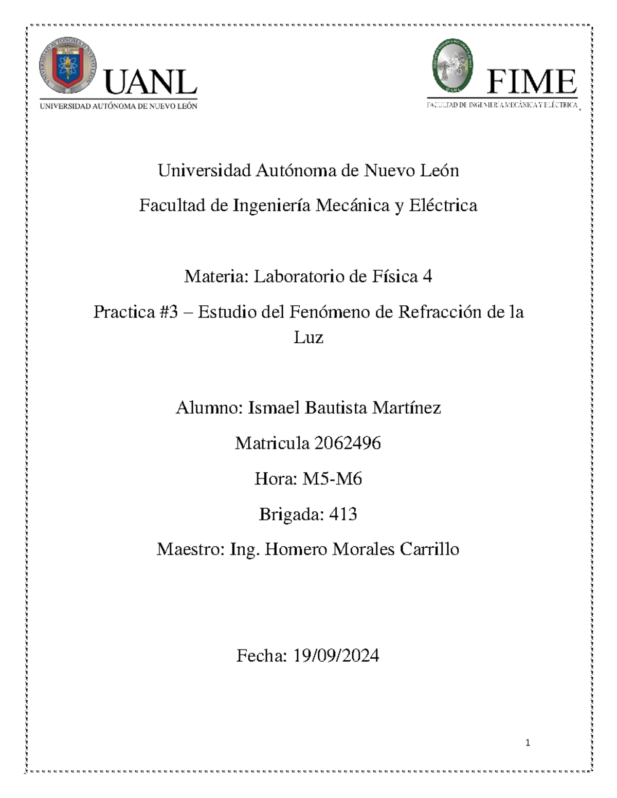 Practica 3 Lab Fisica 4 - Universidad Autónoma de Nuevo León Facultad ...