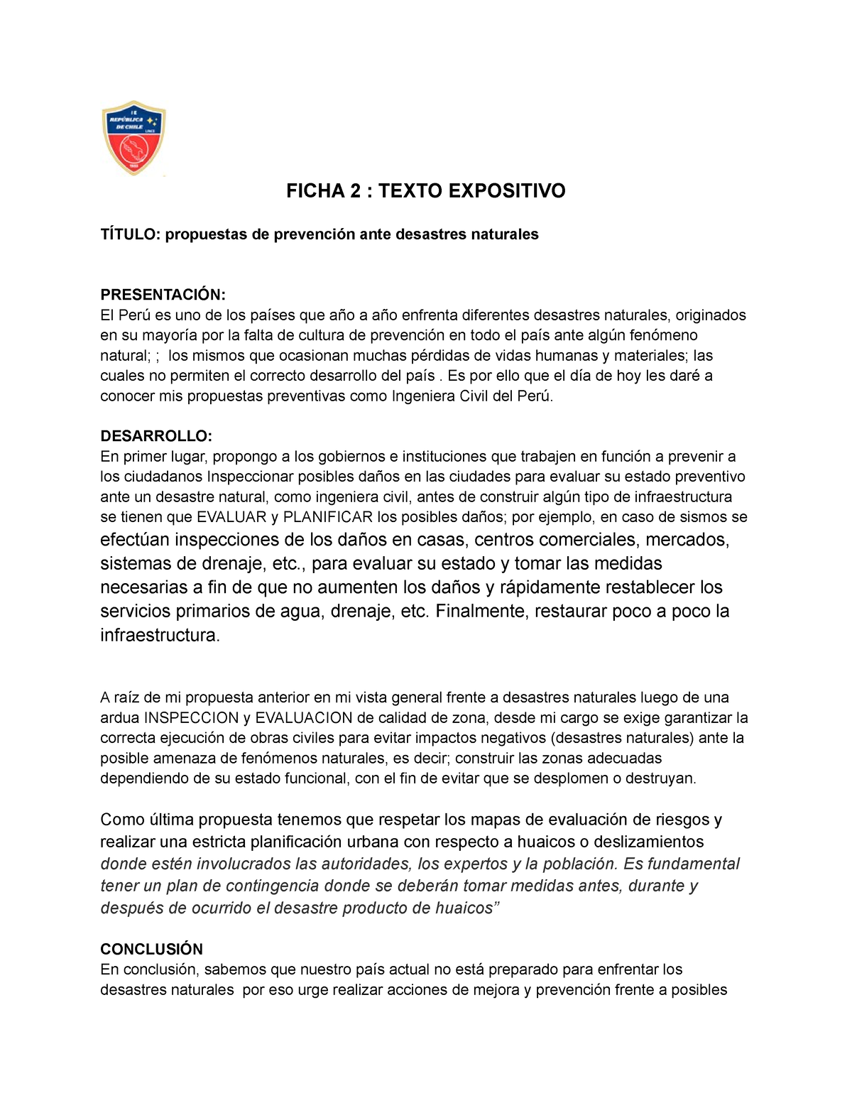 Copia De Ficha 2 Texto Expositivo - FICHA 2 : TEXTO EXPOSITIVO TÍTULO ...