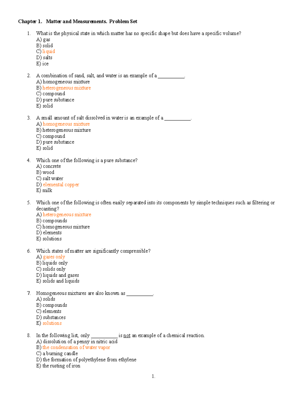 CHEM-113. Chapter 1. Problem SET - Chapter 1. Matter and Measurements ...