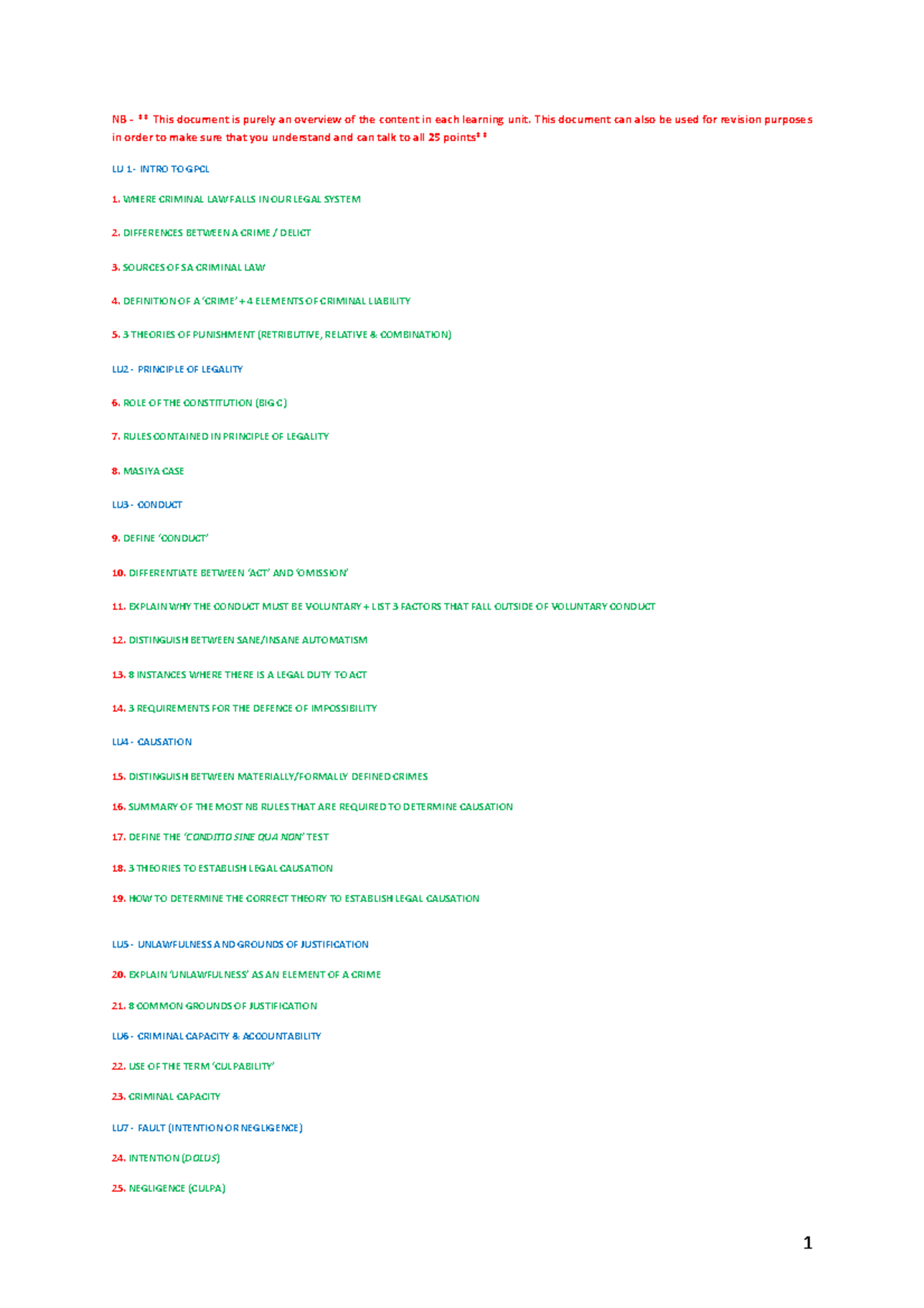 General Principles Of Criminal Law Summary 2019 1 Nb This