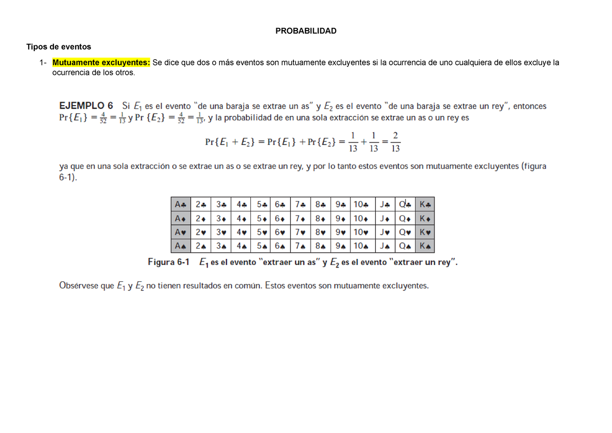 Probabilidad - Dadaw - PROBABILIDAD Tipos De Eventos 1- Mutuamente ...