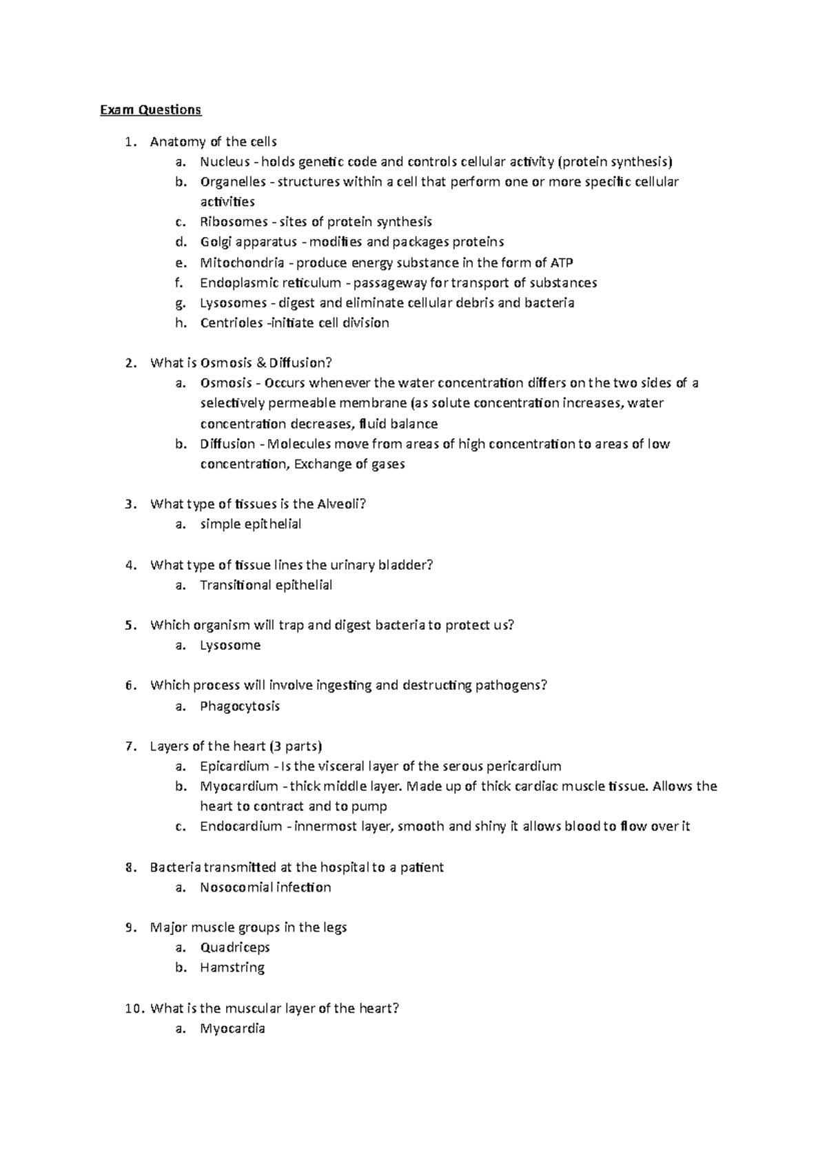 Exam Questions Hltaap 002 Anatomy Cardiovascular System Exam