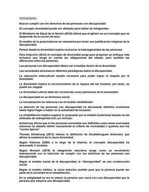 Final DE Psicoédagogia Y Diversidad - VERDADERO Buscar cumplir con los  derechos de las personas con - Studocu