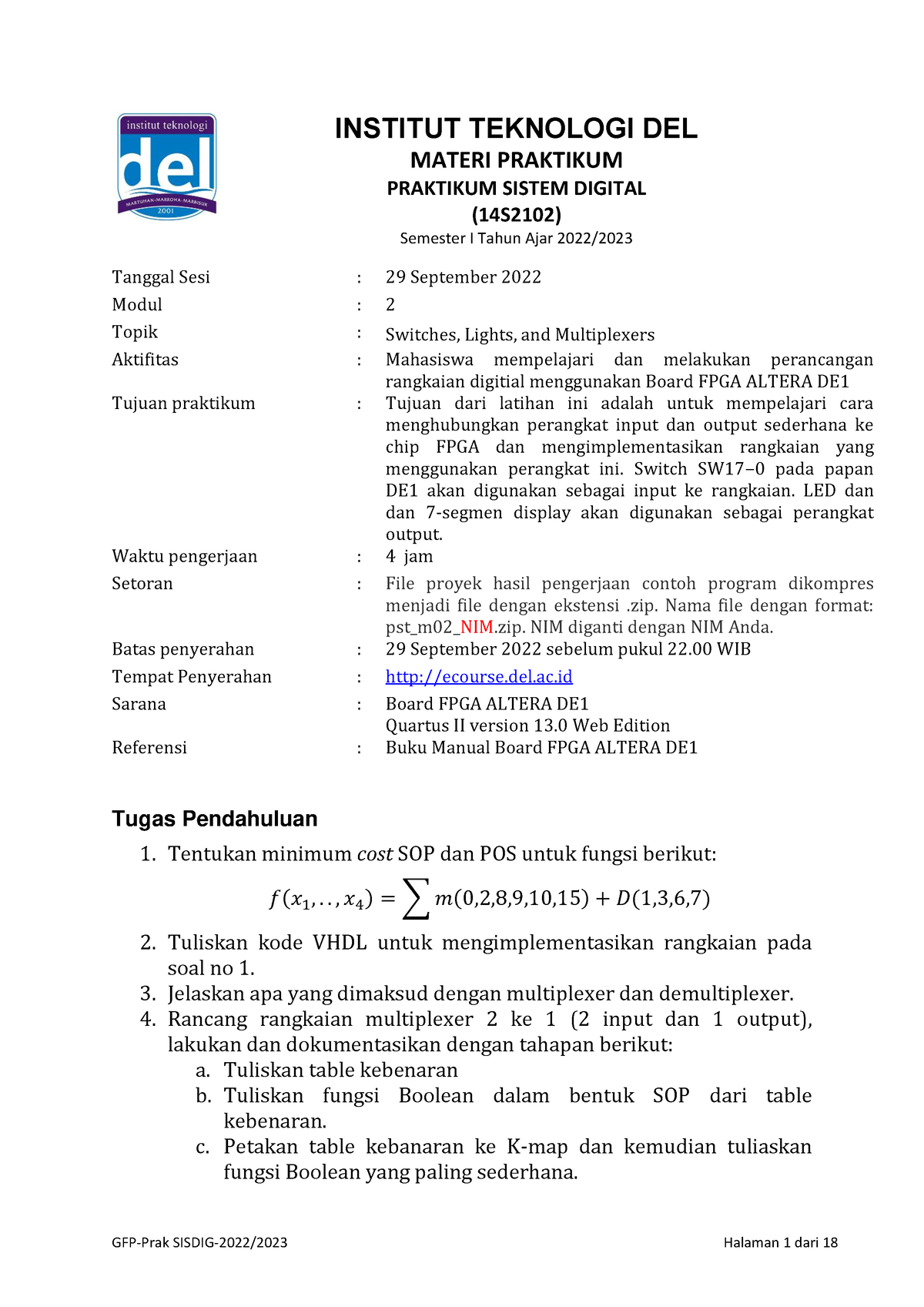 Sisdig Modul 02 - INSTITUT TEKNOLOGI DEL MATERI PRAKTIKUM PRAKTIKUM ...