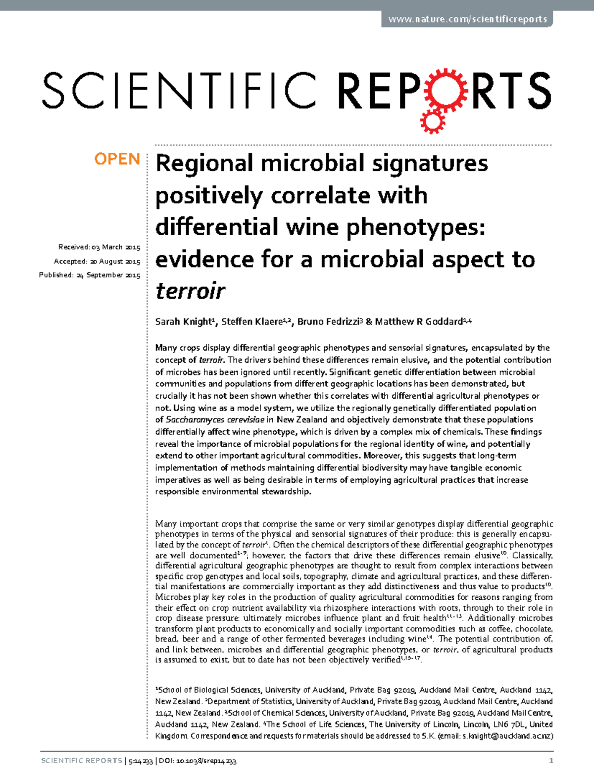 Regional microbial signatures - nature/scientificreports Regional ...