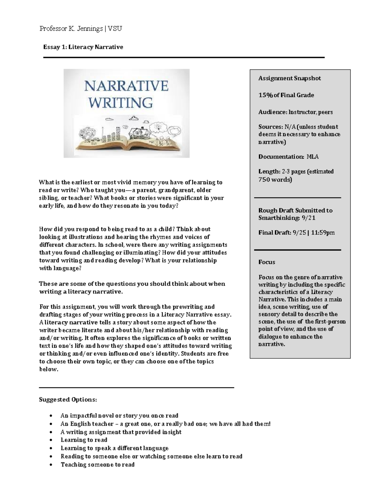 literacy narrative essay generator