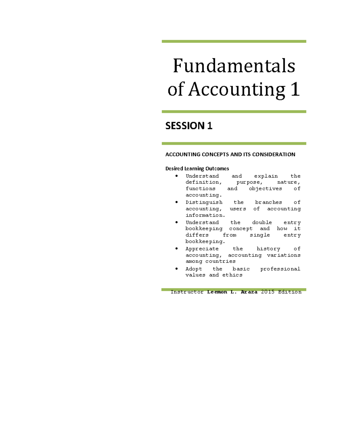 Acctg 1 Chapter 1 Basic - Fundamentals Of Accounting 1 SESSION 1 ...