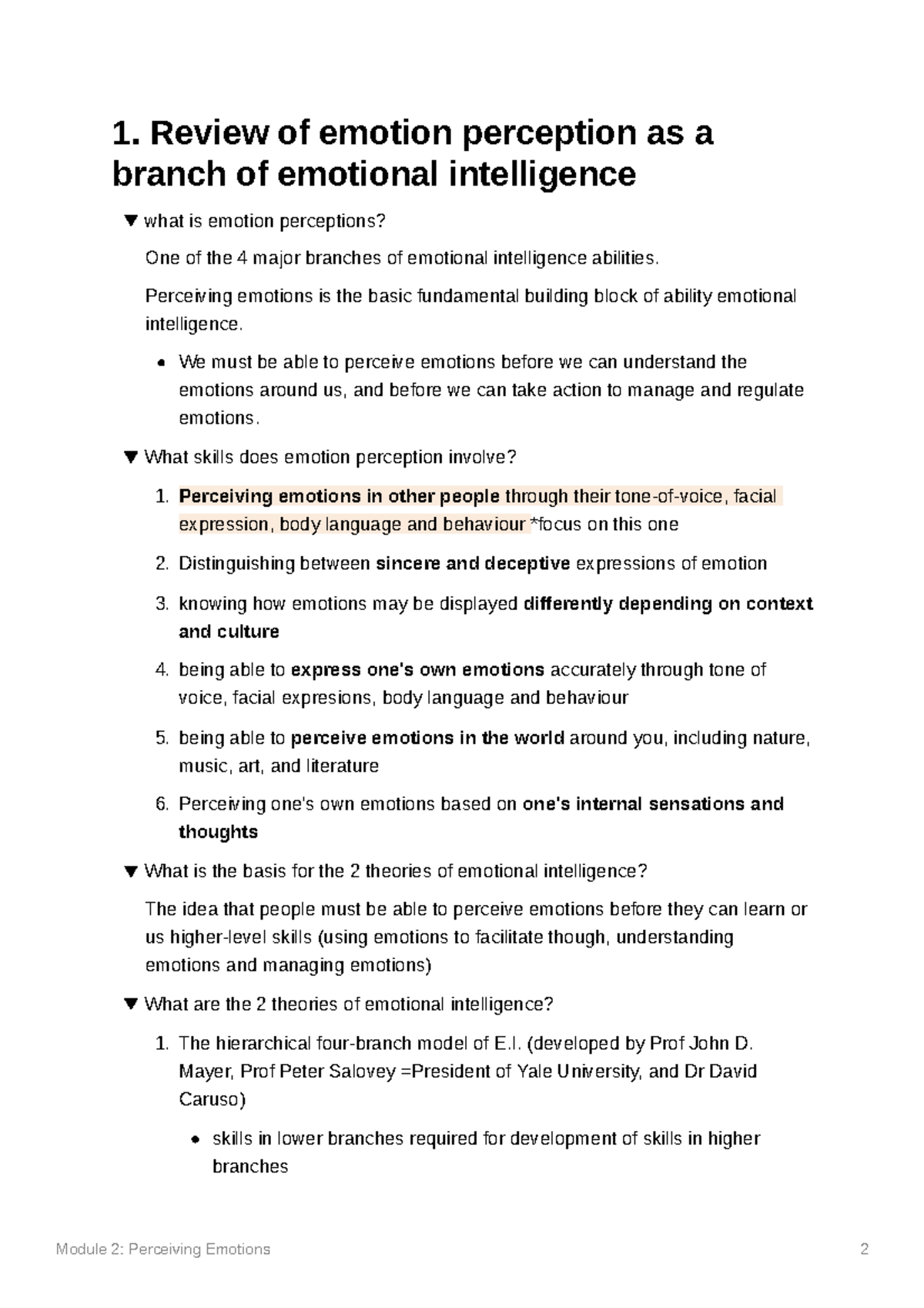 Module 2: Perceiving Emotions component of emotional intelligence - 1 ...