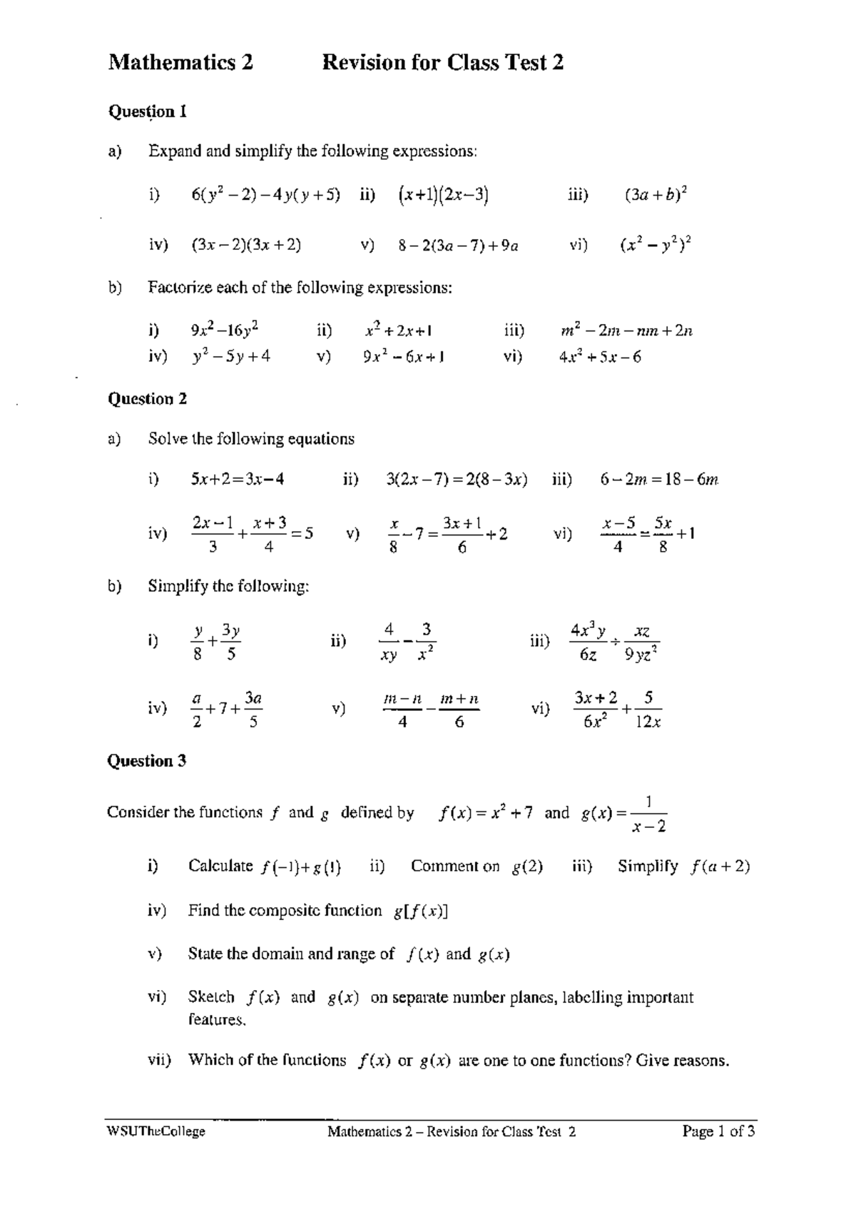 2021.2 Revision For Class Test 2 and Solutions - 200191 - Studocu