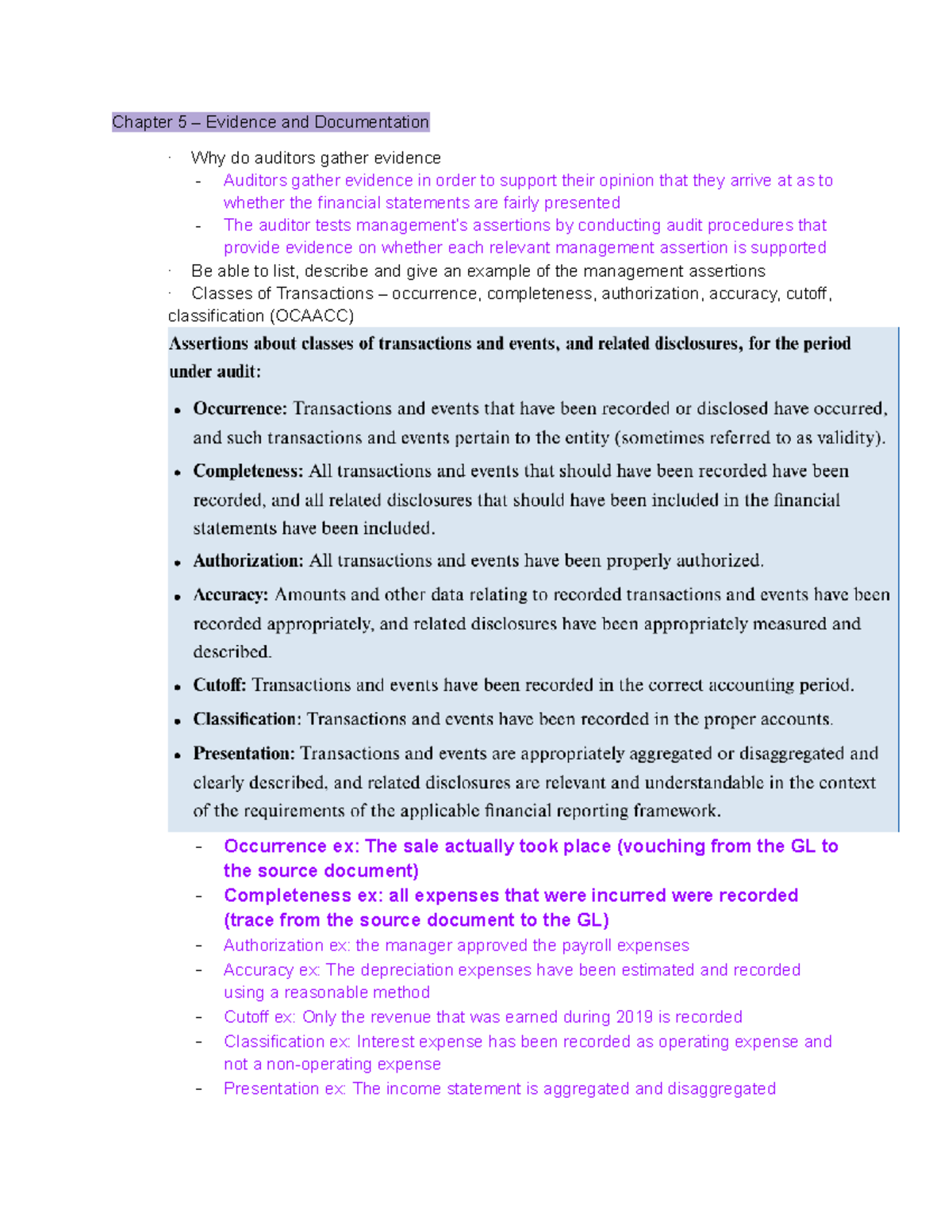 Audit Exam 2 - Notes - Chapter 5 – Evidence And Documentation · Why Do ...