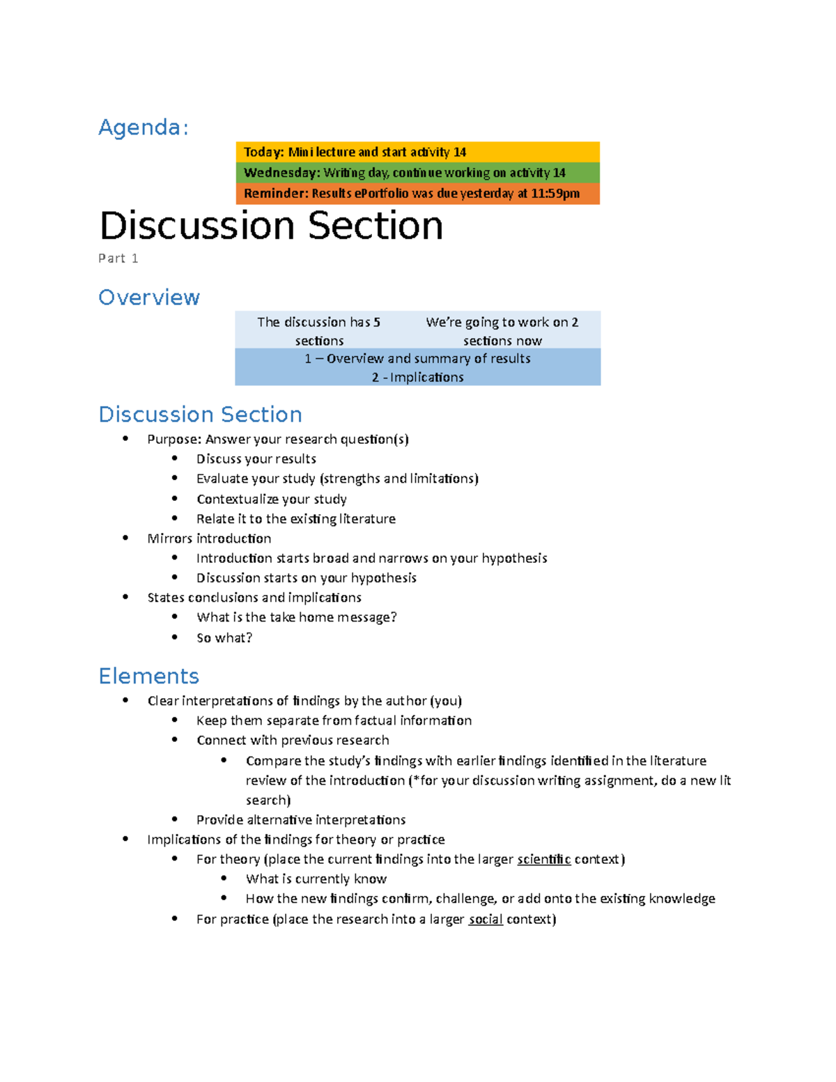 03-27-23 Discussion Part 1 - Agenda: Today: Mini lecture and start ...
